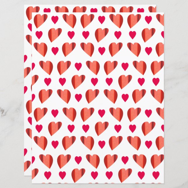 Papel de scrapbook vermelho e rosa (Frente/Verso)