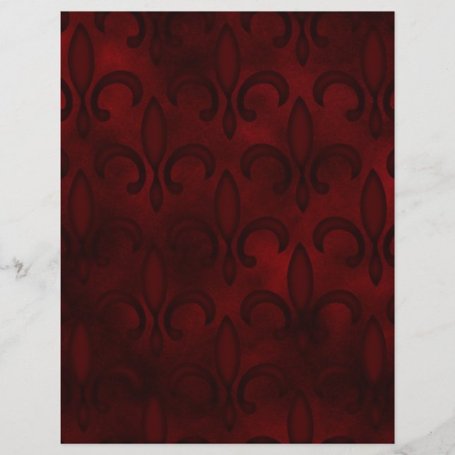 Papel de scrapbook vermelho escuro Fleur de Lis (Frente)