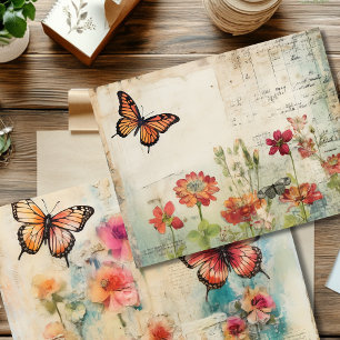 Papel de Scrapbook Vintage de Dupla Face Borboleta