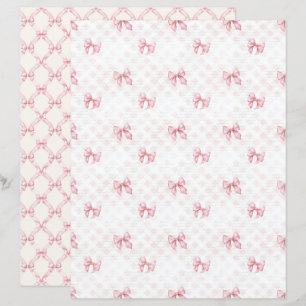 Papel de Scrapbook Vintage Laço Rosa Coquette