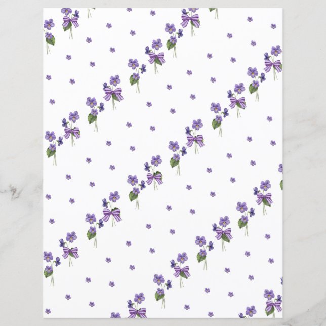 Papel de Scrapbook Violetas e Laços (Frente)