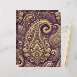 Papel de scrapbook vitoriano roxo e Dourado