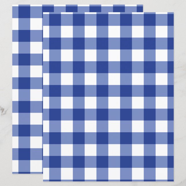Papel de Scrapbook Xadrez Azul Médio (Frente/Verso)