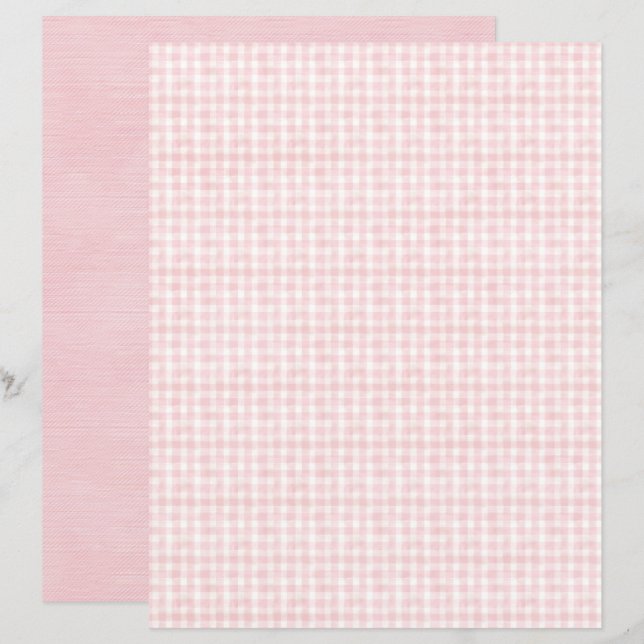 Papel de Scrapbook Xadrez Coquette Vintage (Frente/Verso)