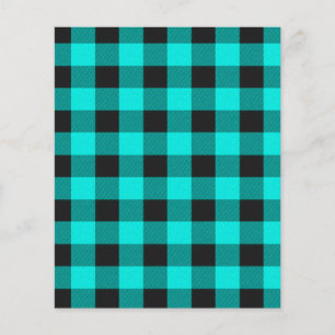 Papel de scrapbook xadrez verde-azulado e preto