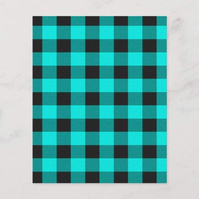 Papel de scrapbook xadrez verde-azulado e preto (Frente)