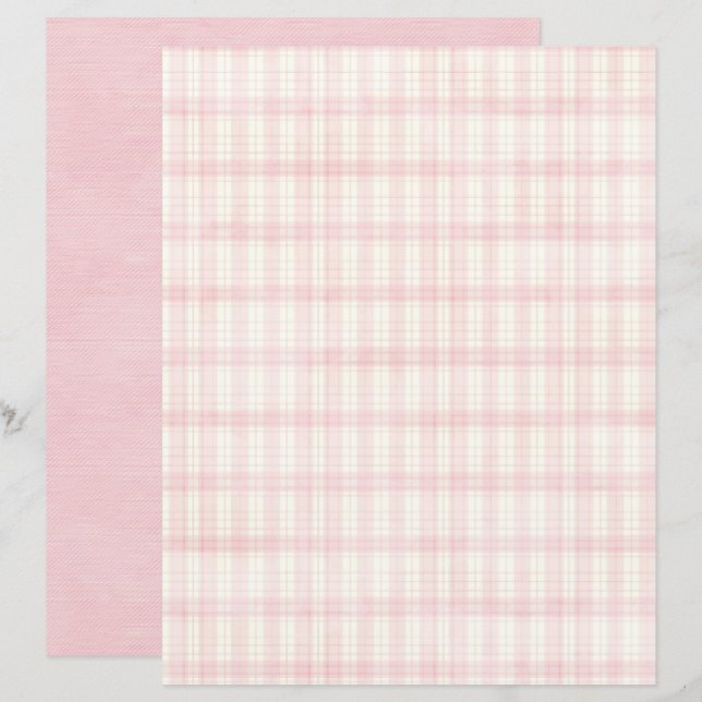 Papel de Scrapbook Xadrez Vintage Coquette (Frente/Verso)
