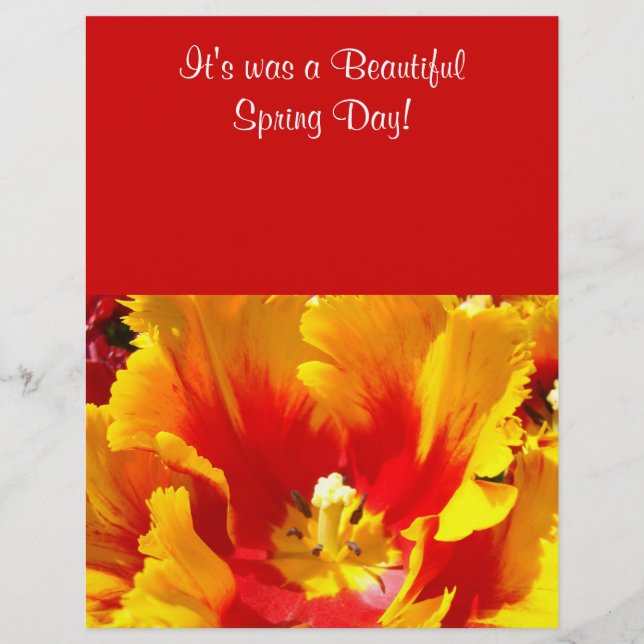Papel de scrapbooking Tulipa Vermelha Amarela Dia  (Frente)