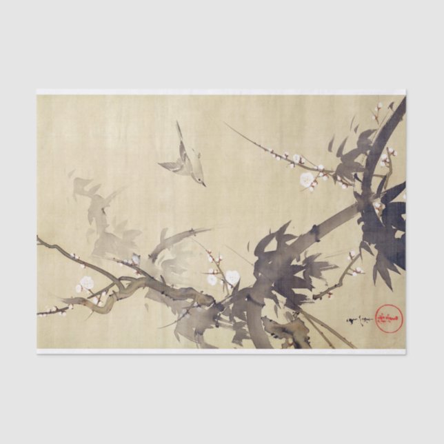 Papel De Seda 竹 に 鳥, 其 Bird e Bamboo, Kiitsu, Arte do Japão (Frente )