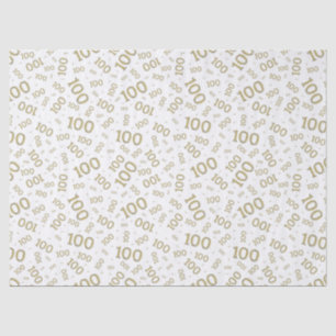 Papel De Seda 100th Ouro do aniversário e teste padrão branco