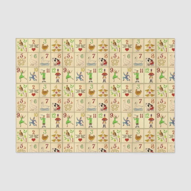 Papel De Seda 10lb lenço de papel, branco DOZE DIAS DO NATAL (Frente )