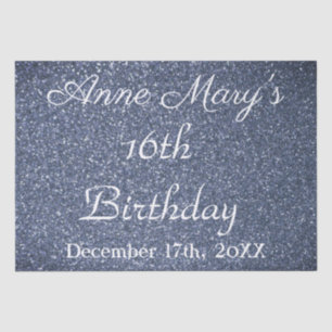 Papel De Seda 16º Aniversário Glittery Sparkle Custom Dusty Blue