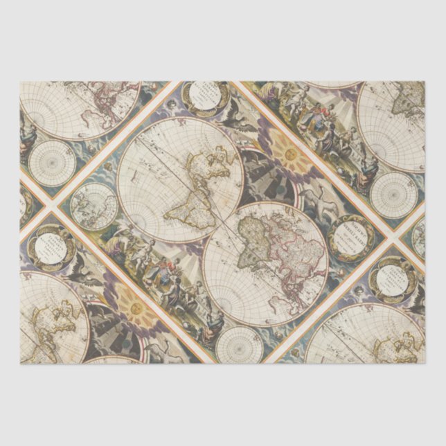 Papel De Seda 1702 Um novo mapa do mundo (Frente )