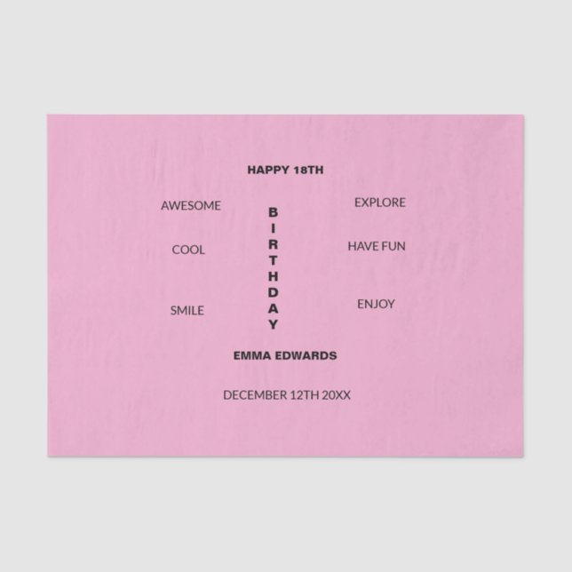 Papel De Seda 18º aniversário, fofo e incrível (Frente )