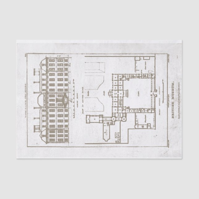 Papel De Seda 1823 Jardins do Museu Britânico planeja a dissocia (Frente )