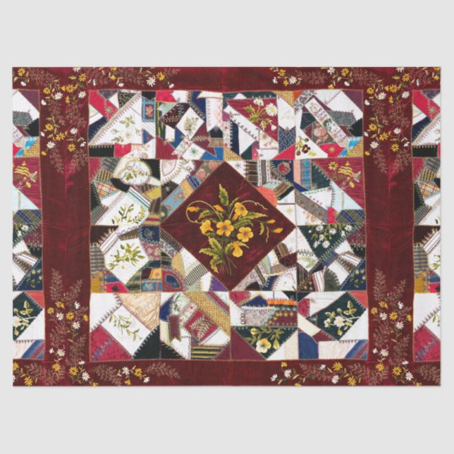Papel De Seda 1870 Patchwork Quilt Floral Embroiderme (Frente )