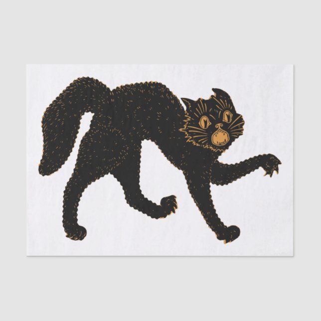 Papel De Seda 1920 Gato Preto Assustador (Frente )