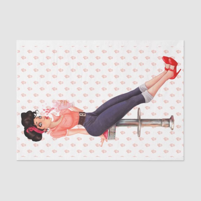 Papel De Seda 1950 Desligamento Rockabilly Pinup Milkshake Maven (Frente )