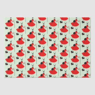 Papel De Seda 1950 Natais vintages Lady with Dog Wrapping Pape