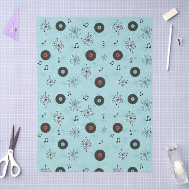 Papel De Seda 1950s Retro Music Records (Arte )