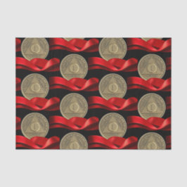 Papel De Seda 1 ano AA Aniversário Moeda Fita Vermelha