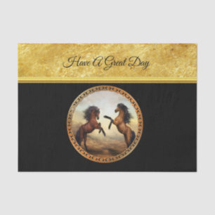 Papel De Seda 1 cavalos de armação de ouro