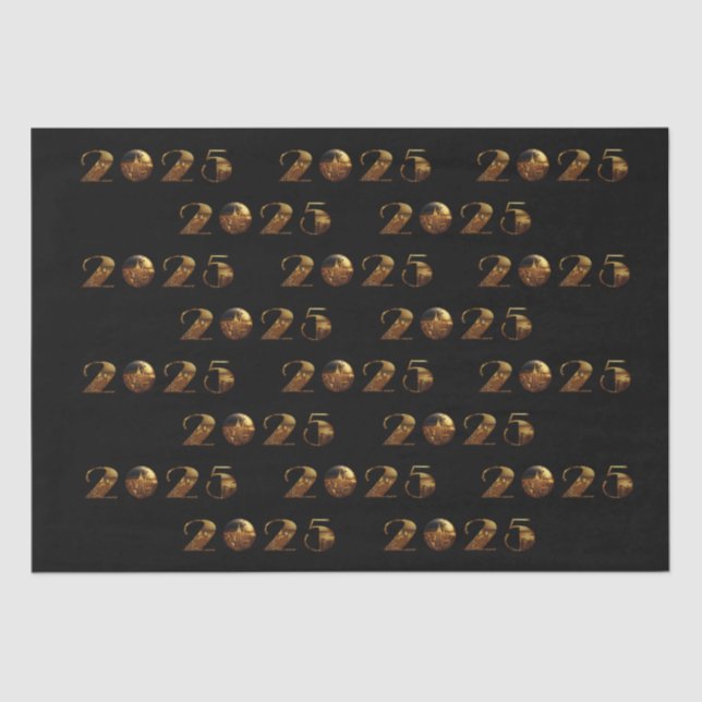 Papel De Seda 2025 Novo Ano-Ball-NYC Dourado- (Frente )