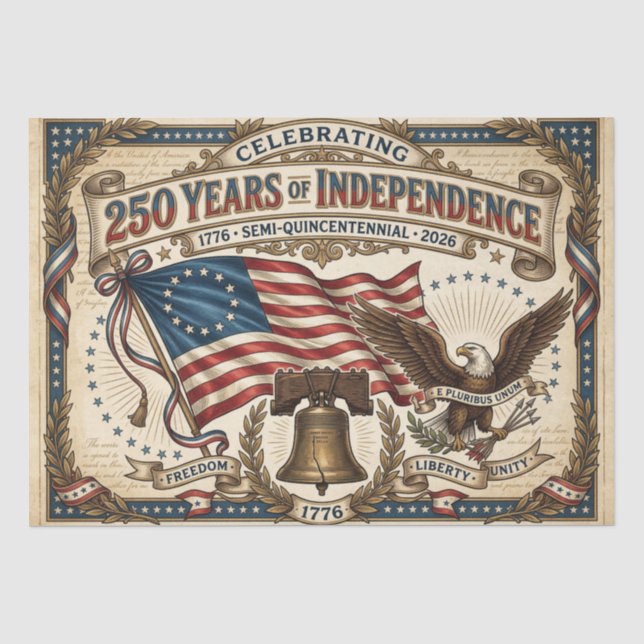 Papel De Seda 250º aniversário da América (Frente )