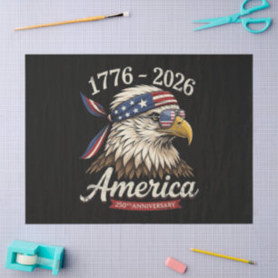 Papel De Seda 250 Anos América 1776 2026 Águia Vintage