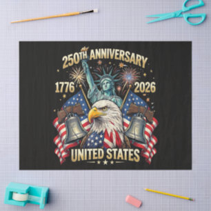 Papel De Seda 250 Anos de Aniversário Americano 1776-2026 Bandei