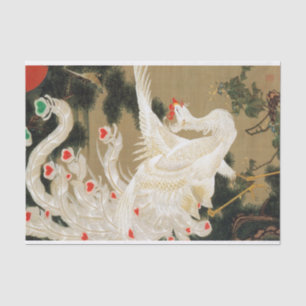 Papel De Seda 25. 老 松 白 図, 若 Pinheiros 冲 e Phoenix, Jacuchu