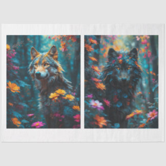 Papel De Seda 2 Lobos Bonitos