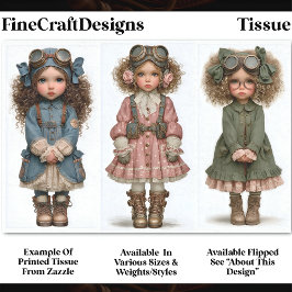 Papel De Seda 3 Bonecas de Menina Steampunk, Decoupage Vintage D
