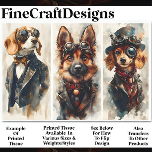 Papel De Seda 3 Cachorros Steampunk Fofos Grupo 3 CB6 Decoupage