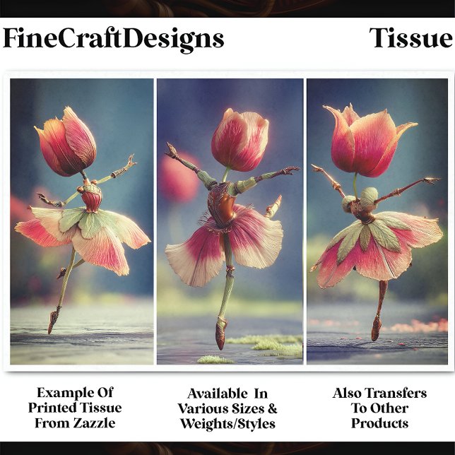 Papel De Seda 3 Dançarinos Da Flor Do Chique, Rosa DJ6LF Decoupa (Criador carregado)