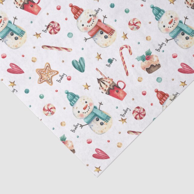 Papel De Seda 3 Pcs Nome Do Tecido, Padrão De Natal Do Candy Sno (Detalhes)