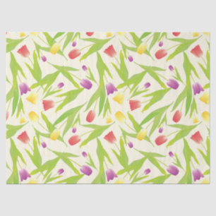 Papel De Seda 3 Tulipas de Cores Ilustração Padrão Sem Costura