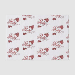 Papel De Seda 40º aniversário da Ruby Texto e Rosas Brancas