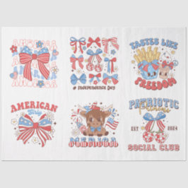 Papel De Seda 4 de julho Vermelho Branco e Azul para Artes e Art