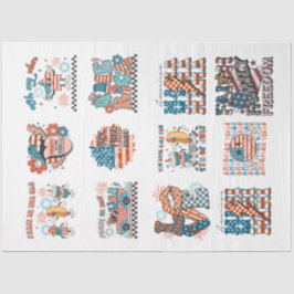 Papel De Seda 4 de julho Vermelho Branco e Azul para Artes e Art