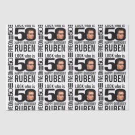 Papel De Seda 50º aniversário mono aparência 50 fotos e nome per