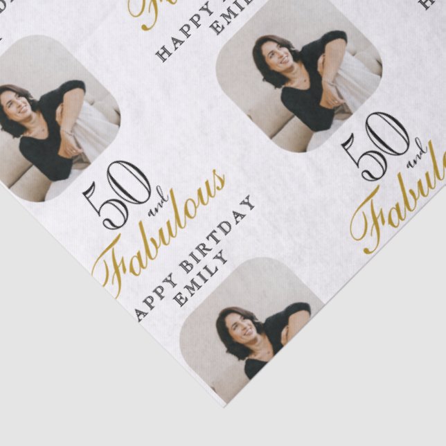 Papel De Seda 50 and Fabulous Photo 50th Birthday (Detalhes)