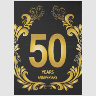 Papel De Seda 50 anos de aniversário Dourado da Glitter