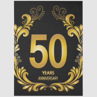 Papel De Seda 50 anos de aniversário Dourado da Glitter