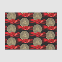 Papel De Seda 50 anos de idade Aniversário Moedas Vermelhas Fita