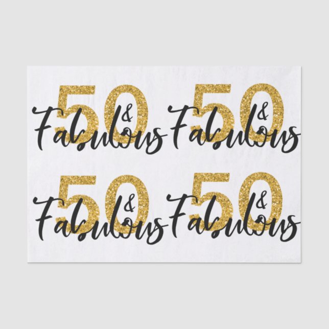 Papel De Seda 50 Cinquenta e Fabuloso Brilho Dourado Moderno (Frente )
