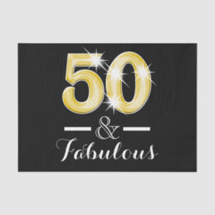 Papel De Seda 50 e aniversário preto fabuloso do ouro
