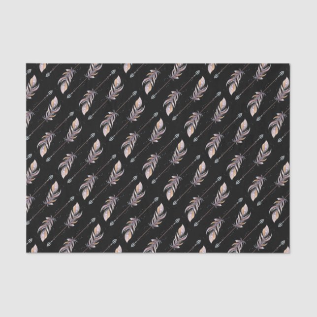 Papel De Seda 50 e fabuloso Penas de Boho Rosa de Aniversário Ne (Frente )