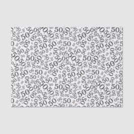 Papel De Seda 50th Teste padrão do número do aniversário preto e