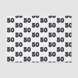 Papel De Seda 50th Teste padrão preto e branco do aniversário